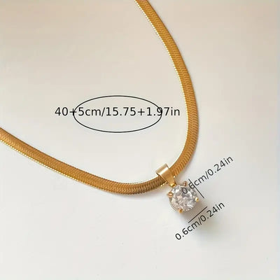 Elegant Gold Necklace with Rhinestone Pendant