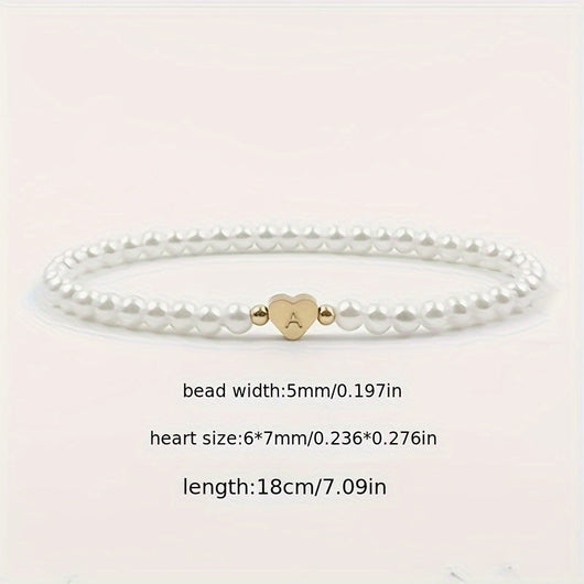 Chic A-Z Initial Bracelet with Heart Charm