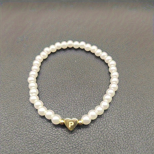 Chic A-Z Initial Bracelet with Heart Charm