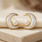 Gold Swirl Pearl Stud Earrings