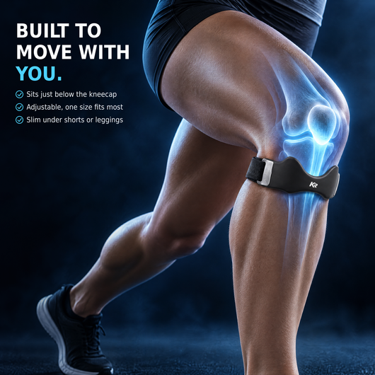Patella Knee Strap – Adjustable Knee Support for Running, Squats & Stairs | KneeRise™
