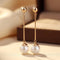 Gold Long Pearl Drop Earrings