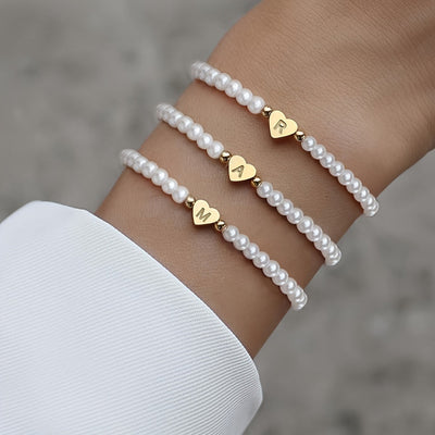 Chic A-Z Initial Bracelet with Heart Charm