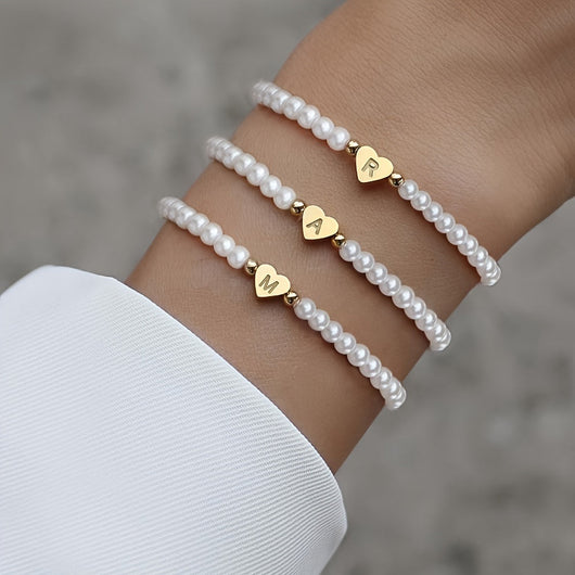 Chic A-Z Initial Bracelet with Heart Charm