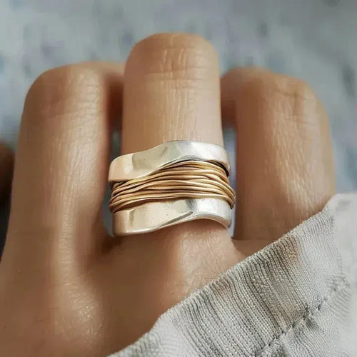 Silver Ring with Gold Wire Design