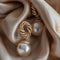 Braided Gold Pearl Earrings