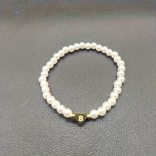 Chic A-Z Initial Bracelet with Heart Charm