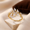 Bague feuille ouverte dorée