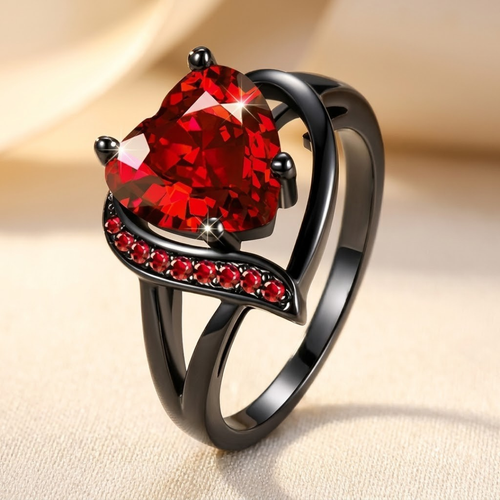 Bague cœur rubis en argent