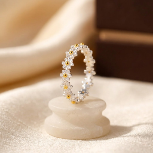 Bague fleur en argent
