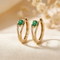 Gold Emerald Accent Hoop Earrings