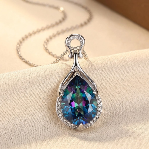 Collier goutte en saphir et argent