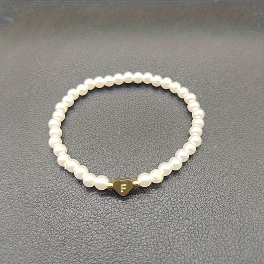 Chic A-Z Initial Bracelet with Heart Charm