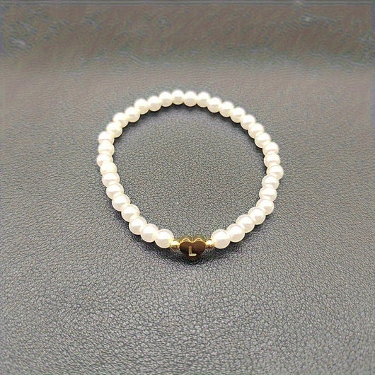 Chic A-Z Initial Bracelet with Heart Charm