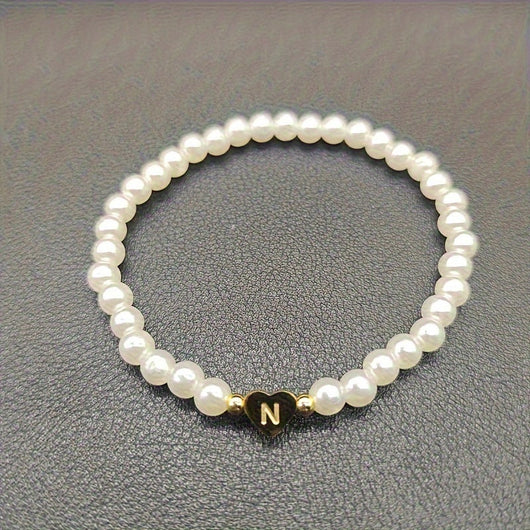Chic A-Z Initial Bracelet with Heart Charm