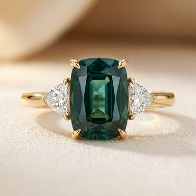 Bague solitaire en or et émeraude