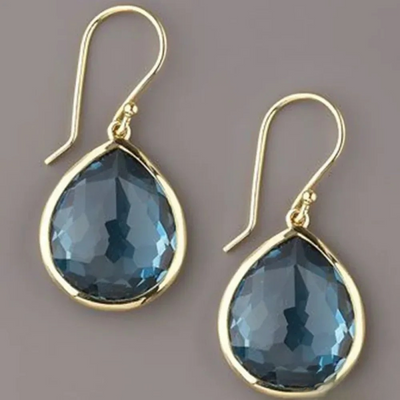 Retro Dangle Earrings with Blue Crystal