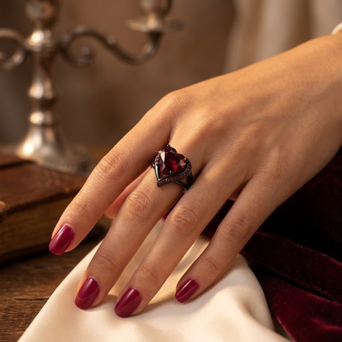 Bague cœur rubis en argent
