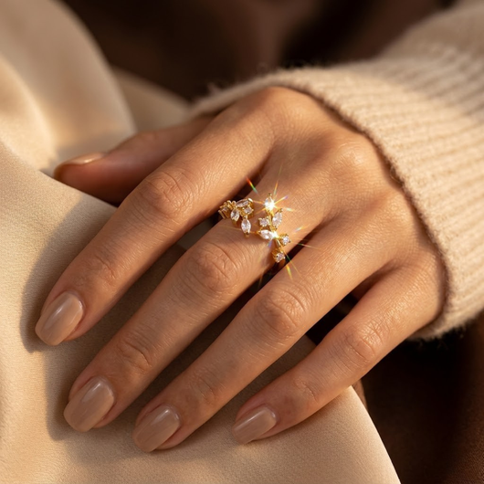 Bague feuille ouverte dorée