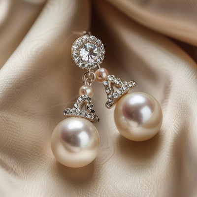 Boucles d'oreilles en perles de verre blanches