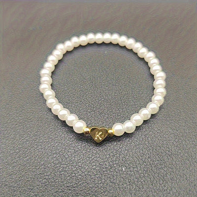 Chic A-Z Initial Bracelet with Heart Charm