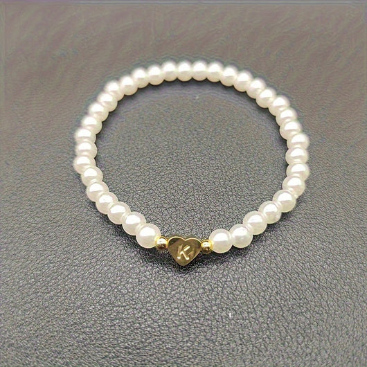 Chic A-Z Initial Bracelet with Heart Charm