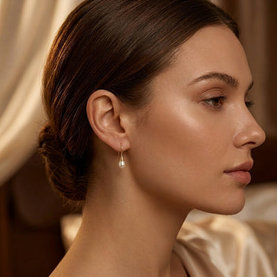 Gold Pearl Drop Earrings