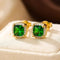 Gold Emerald Halo Stud Earrings