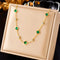 Gold Emerald Geometric Station Necklace