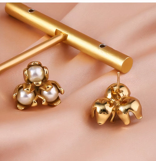 Boucles d'oreilles vintage perles dorées