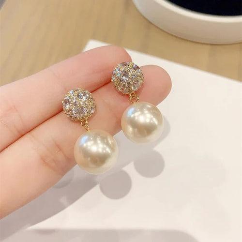 Boucles d'oreilles en zircone et perles