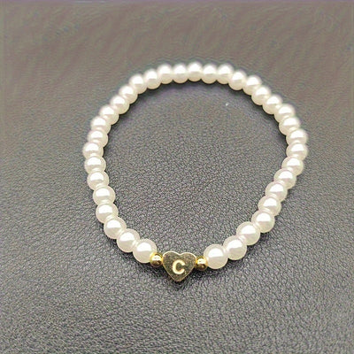 Chic A-Z Initial Bracelet with Heart Charm