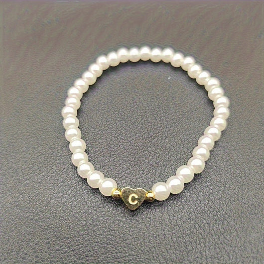 Chic A-Z Initial Bracelet with Heart Charm
