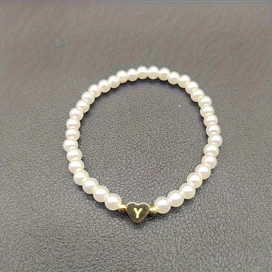 Chic A-Z Initial Bracelet with Heart Charm