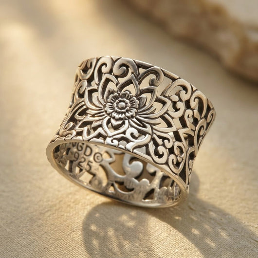 Bague en filigrane argenté ornée