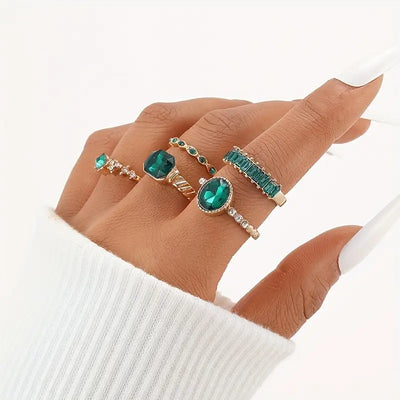 Exquisite Zarina Emerald Ring Set