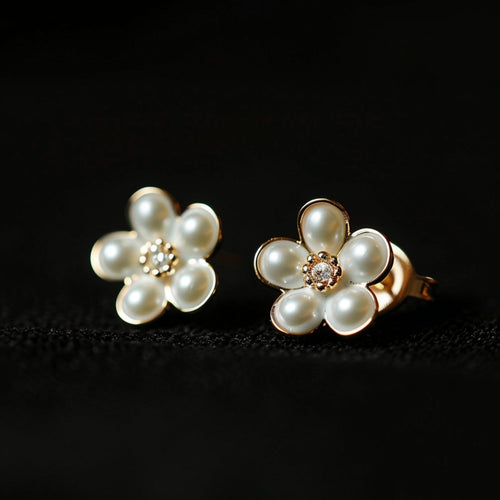 Boucles d'oreilles perles et fleurs