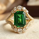 Gold Emerald Halo Ring
