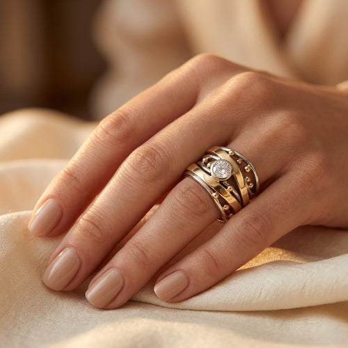Bague sertie en argent et or