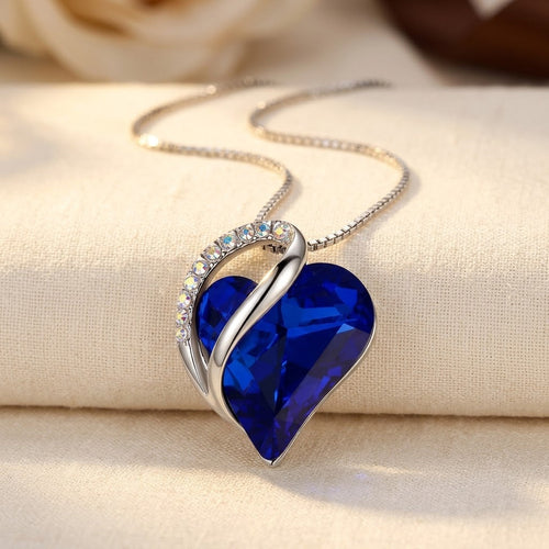 Collier cœur saphir argent