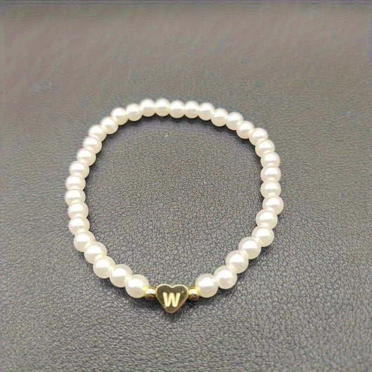 Chic A-Z Initial Bracelet with Heart Charm