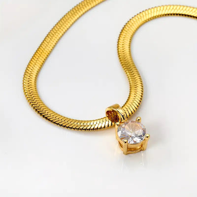Elegant Gold Necklace with Rhinestone Pendant
