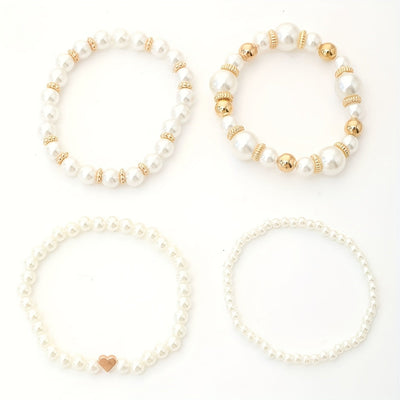 Elegant Bracelet Set with Pearls and Heart