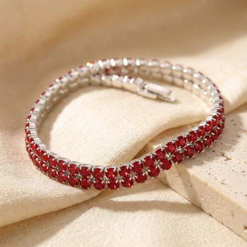 Bracelet tennis en argent et rubis