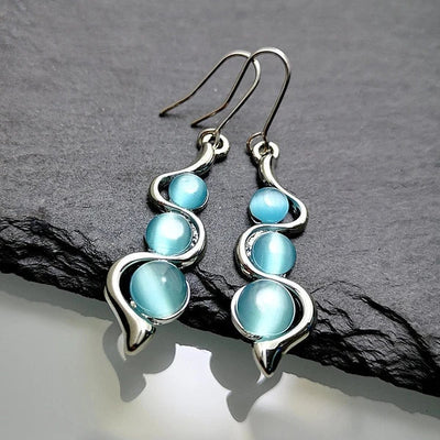 Dangle Earrings with Blue Crystal