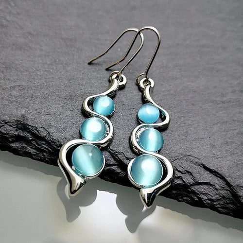 Dangle Earrings with Blue Crystal