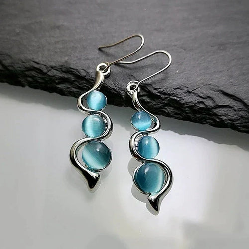 Dangle Earrings with Blue Crystal