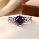 Silver Amethyst Side-Stone Ring