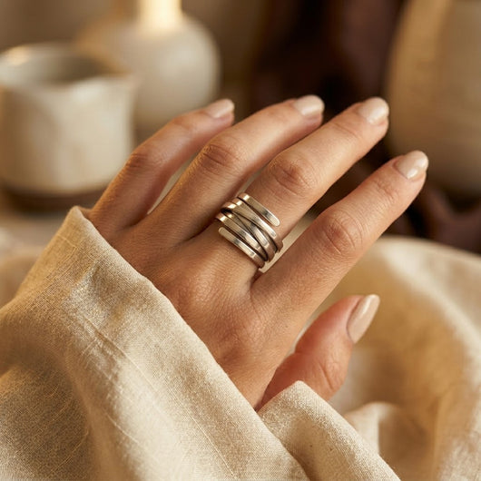 Silver Multi Band Wrap Ring