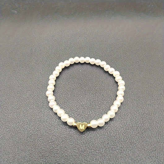 Chic A-Z Initial Bracelet with Heart Charm